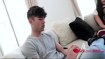 Petite Latina stepsis sucks and rides her stepbro's cock in a taboo POV