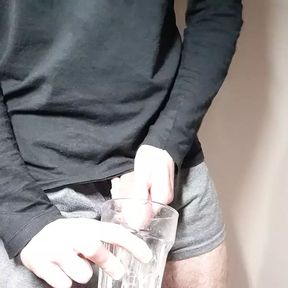 Cum into glass