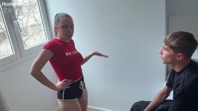 Chubby amateur babe gets DP'd while boyfriend watches