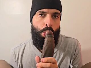 Sucking and Taking a Huge Uncut Cock Deep