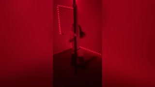 Cute girl strip tease pole dancing
