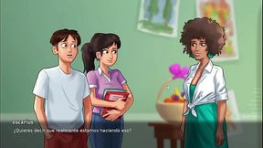 masturbacion al lado de una Milf pervertida que me ayuda - Summertime saga