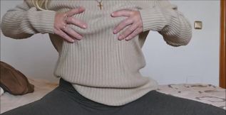 Playing around in my bedroom, i get my ass out bending over on my bed with my yoga pants and panties around my knees.