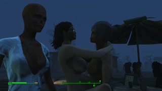 Half-zombie, half-people fuck a pregnant sexy brunette | Porno Game 3d