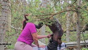 Slutty Hotwife Polyjswitch Finds Some Big Wood in the Forest