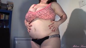 Tight outgrown panties and belly play