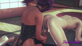 bleach hentai - yoruichi jerks off submissive - japanese manga anime porn