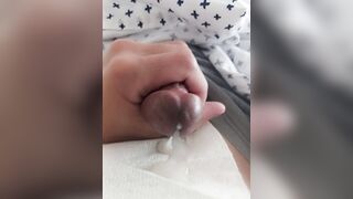 Rapid cock-squeezing morning exhausted jizz splash ejaculation no lubricant