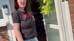 window peeping view of horny housewife