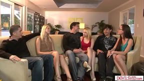 3 guys swap and fuck each others petite teen girlfriend