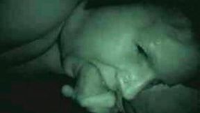 Sleepy wife of my friend gives me head on night vision camera