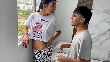 Shy stepsister gets fucked hard in the ass and gives a facial