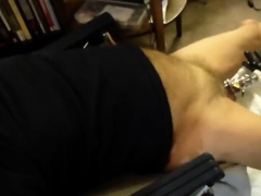 Fuck machine sounding my cock in chastity cage