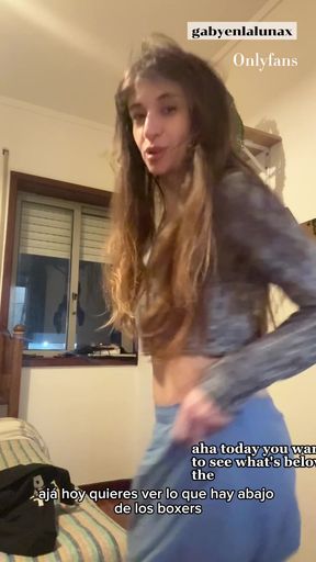 Naughty Girlfriend Video Call - Teasing in My Boyfriend's Boxers (Spanish Subs)