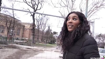 Gorgeous ebony lady was offered some money for quick sex with a stranger