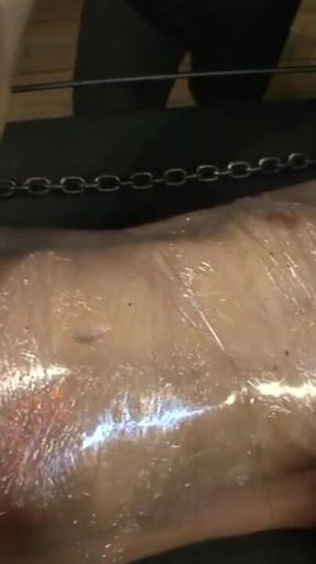 Bondage wrapped in foil humiliating