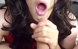 Pretty sissy sucks and swallows