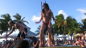 Sexy Slut Topless Dance at Fantasy Fest Pool Party Key West