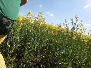 Walking outdoor in yellow stocking