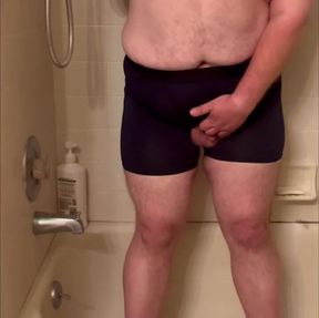 Chubby Bear’s Tiny Dick Piss Play Gets Destroyed By Massage Gun Cumshot