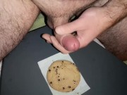 Cicci77 with the collaboration of Pedro prepares a new sperm-based breakfast using a cookie as a sup