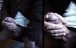 Cumshot in split screen