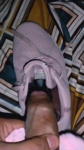 Watched stepsister bathing, then smelled her pink panties, then took out my semen in her running shoe   Clip 1