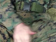 US Marine Crossdresser Cums All Over Self In Full Combat Uniform