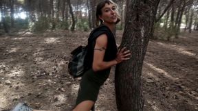Walking with Cum in the Park
