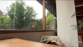 Working on Laptop, Boobs Flashing in Public Co-working Space