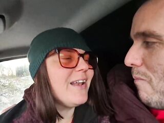 Car Oral-job in glasses interrupted