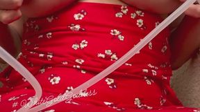 Pumping in a beautiful sundress