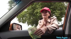 Outdoor doggy style fuck with a long-legged brunette Mia Moone