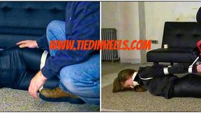 Rachel Adams, Micro Foam Tape Gag and Hogtied in Lace Up Knee Boots! HD-WMV