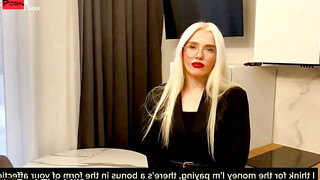 Blonde Real Estate Agent Swallows Clients' Dick To Close A Deal