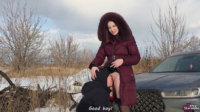 Stepbro’s filthy tongue worships stepsister’s sweaty pussy in public humiliation