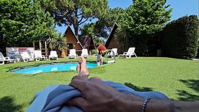 my redhead neighbor gets fucked in the pool.