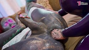 Can She Take Two Fists - Sissy getting fisted by two chicks in LATEX