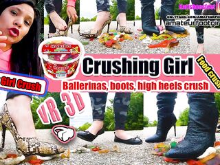 Kati zerquetscht verschiedene Gummibären Gummistiefel, Ballerinas und High Heels zerquetschen