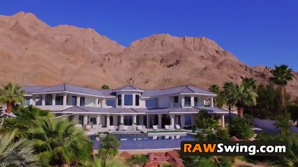 Laura has hot foreplay with black guy at the pool before partying