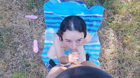 Outdoor Camper Receives Internal creampie in Public Forest