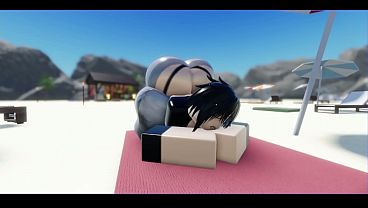Roblox goth gets cracked on the beach by a futa latina hottie