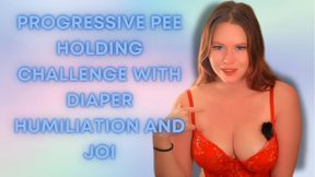 Progressive **** Holding Challenge with Diaper Humiliation and JOI