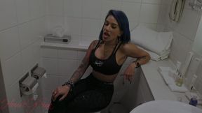 Goddess Penelope tramples on Her lazy human bath mat