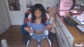 Vanniall Self Facial Full Cam Show - Trans Jerk off in Lingerie, Cum on Glasses, Panty Bulge Cock
