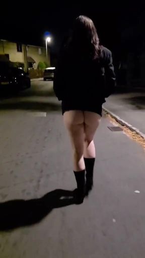 Street walking hotwife public flashing