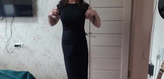 I'm trying on a black dress and something else...
