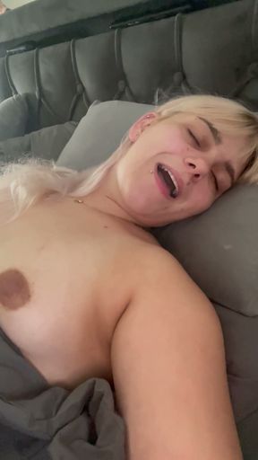 Secretly worried naked under duvet wet pussy fingers man catches her doing it   Clip 1