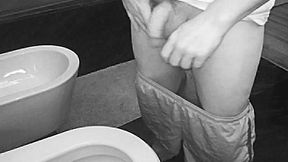 amateur boy peeing hands free caught on night vision cam