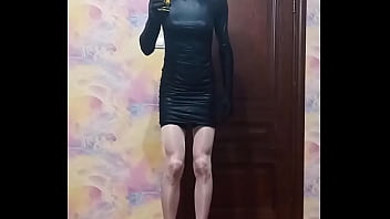 Crossdresser drinks a full glass of his own urine